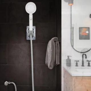 Hogedruk Handdouche Wit 5 Straalsoorten Met Waterstopknop