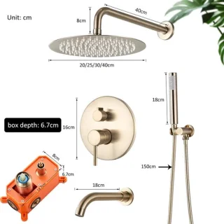 HomeGoodies goudkleurige wandgemonteerde regendouche