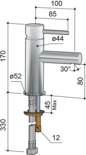 Hotbath Buddy 003 S wastafelmengkraan geborsteld nikkel