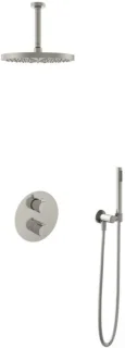 Hotbath Buddy - Inbouw Regendoucheset - Thermostatisch - Plafondbuis 15 cm - Hoofddouche 300 mm - Staafhanddouche - met 2-Weg Stop-Omstel - Waterbesparend - V02