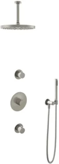 Hotbath Buddy inbouw regendoucheset v02 met 2 stopkranen, thermostaat, plafondbuis 15 cm, hoofddouche 300 mm en staafhanddouche
