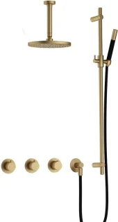 Hotbath Cobber 70 thermostatische douche inbouwset geborsteld messing
