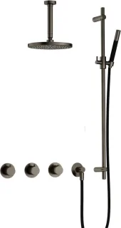 Hotbath Cobber 70 thermostatische douche-inbouwset verouderd ijzer