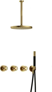 Hotbath Cobber @Work thermostatische douche inbouwset 70 geborsteld messing PVD