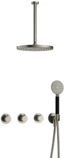 Hotbath Cobber CB7067 inbouw regendoucheset geborsteld nikkel thermostatisch met plafondbuis 30 cm en hoofddouche 300 mm