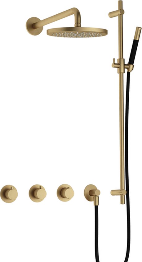 Hotbath Cobber IBS70 Regendoucheset Inbouw Geborsteld Messing