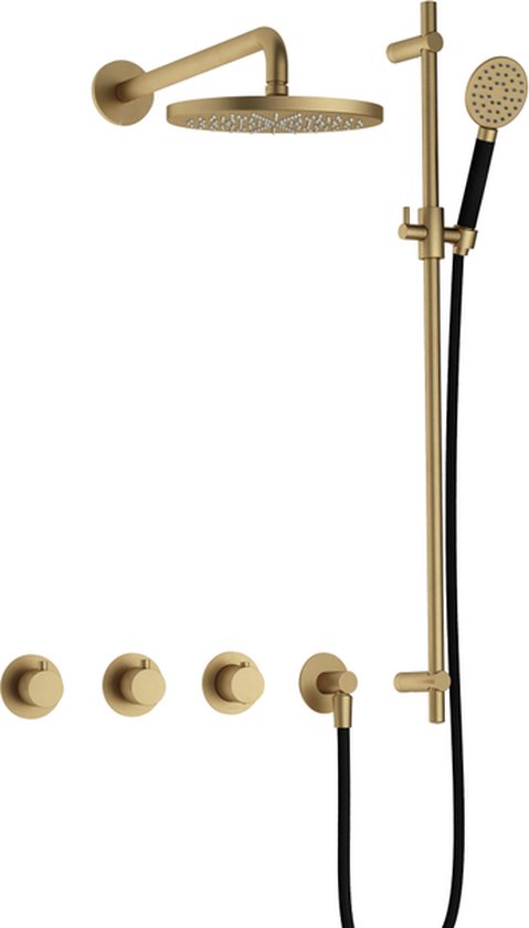 Hotbath Cobber IBS70 Regendoucheset Inbouw Geborsteld Messing
