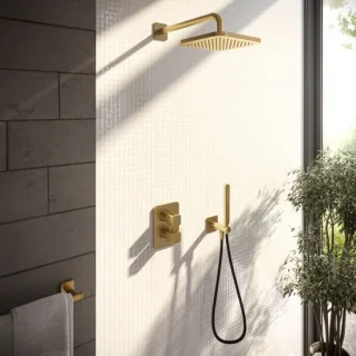 Hotbath Gal douche-inbouwset geborsteld messing PVD