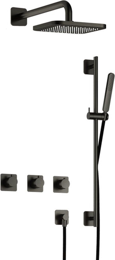 Hotbath Gal IBSGL70 Thermostatische doucheset inbouw gun metal geborsteld
