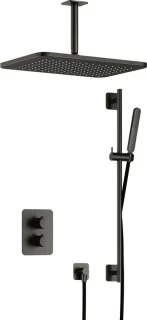 Hotbath Gal thermostatische douche inbouwset - geborsteld gunmetal PVD