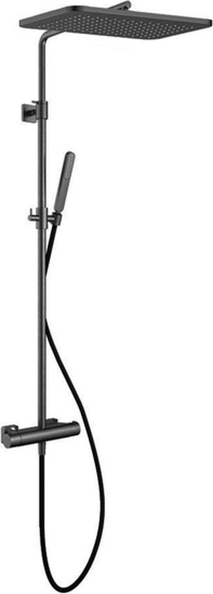 Hotbath Gal thermostatische regendoucheset rechthoek Gunmetal geborsteld PVD