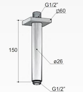 Hotbath Mate 15 cm Plafonduitloop Vierkant Chroom