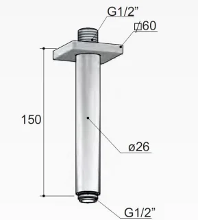 Hotbath Mate 15 cm Plafonduitloop Vierkant Chroom