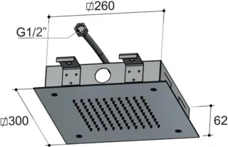 Hotbath Mate inbouwhoofddouche vierkant 30x30cm nikkel geborsteld