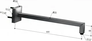Hotbath Mate wandarm 35cm vierkant nikkel geborsteld