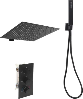 Inbouw douche armatuurset 40x40 cm zwart