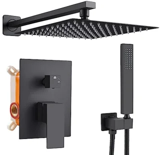 Inbouw Douchekraan Regendouche 25x25 cm Zwart Mat