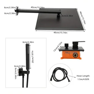 Inbouw Doucheset 40 cm Hoofddouche Zwart Mat