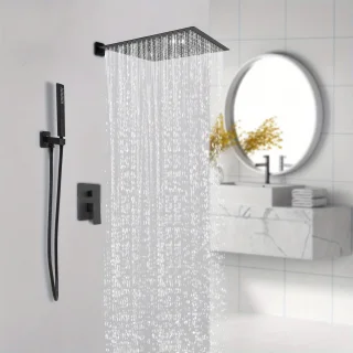Inbouw Doucheset 40 cm Hoofddouche Zwart Mat