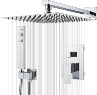 Inbouw doucheset chroom 25x25 cm vierkante regendouchekop