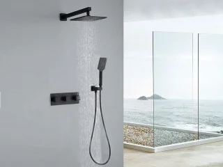 Inbouw Doucheset Mat Zwart Regendouche 20 cm Mengkraan
