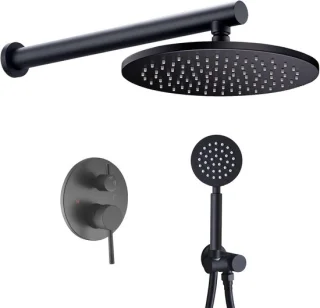 Inbouw doucheset regendouche 25 cm rond zwart