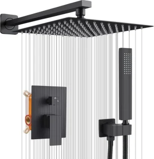 Inbouw Doucheset Regendouche & Handdouche 25x25 cm Vierkant Mat Zwart