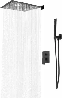 Inbouw doucheset regendouche handdouche zwart 40x40 cm