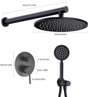 Inbouw Doucheset Zwart Rond 25 cm