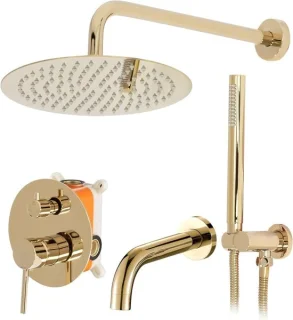 Inbouw douchesysteem 25 cm hoofddouche goud