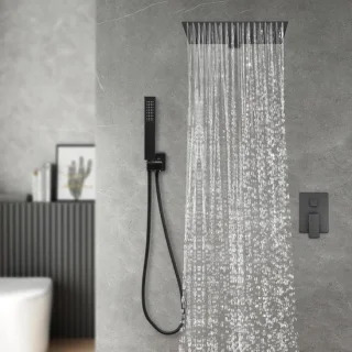 Inbouw douchesysteem 40x40cm hoofddouche mat zwart