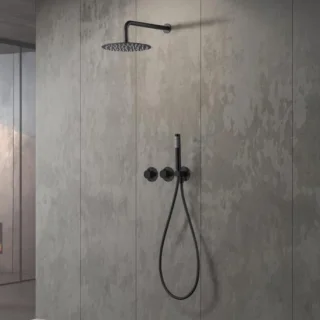 Inbouw douchezuil thermostatisch met regendouche - zwart