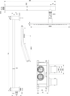 Inbouw regendouche koper geborsteld PVD SET 44