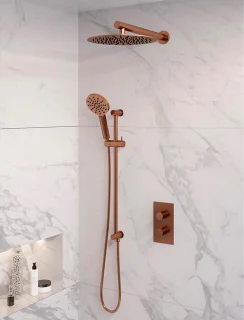 Inbouw regendouche koper geborsteld PVD SET 44