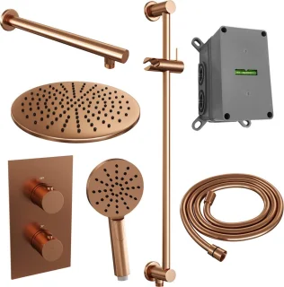Inbouw regendouche koper geborsteld PVD SET 44