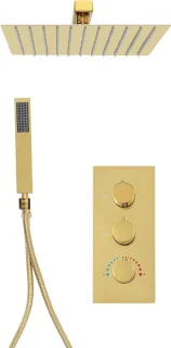 Inbouw regendouche set 25x25 cm goud