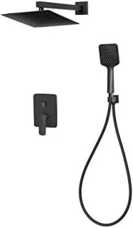 Inbouw regendouche set 25x25 cm zwart