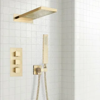 Inbouw Regendouche Set Geborsteld Goud