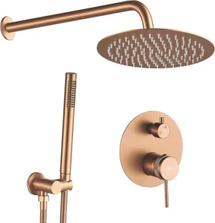 Inbouw regendoucheset 25x36x16 cm geborsteld koper