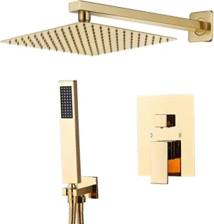 Inbouw Regendoucheset 40x40 Goud