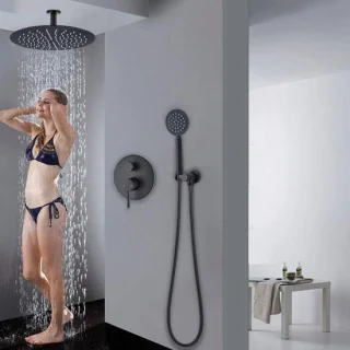 Inbouw regendoucheset 8 inch kop zwart