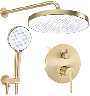 Inbouw regendoucheset Grace Brush Gold met box