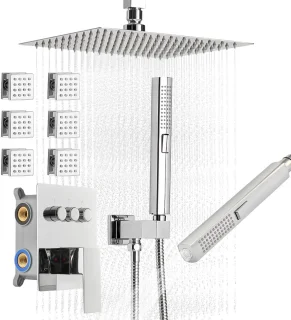 Inbouw Regendoucheset - Messing Inbouwkraan, Chroom