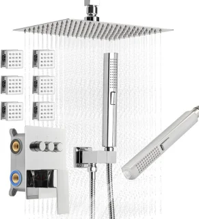 Inbouw Regendoucheset - Messing Inbouwkraan, Chroom