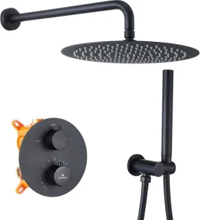 Inbouw regendoucheset zwart 12 inch