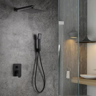 Inbouwdouche douchezuil set zwart