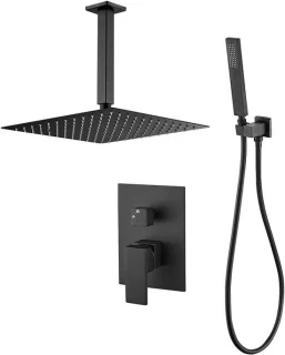 Inbouwdouche plafond zwart vierkant 25 cm mat zwart