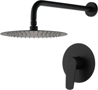 Inbouwdouche set met regendouchekraan mat zwart