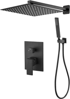 Inbouwdouche set regendouche kraan Mattr zwart