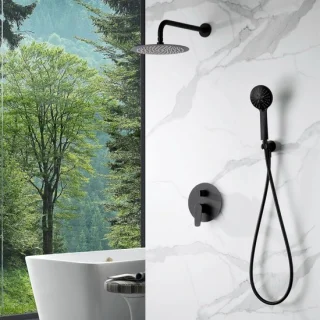 Inbouwdouche zwart douchezuil set